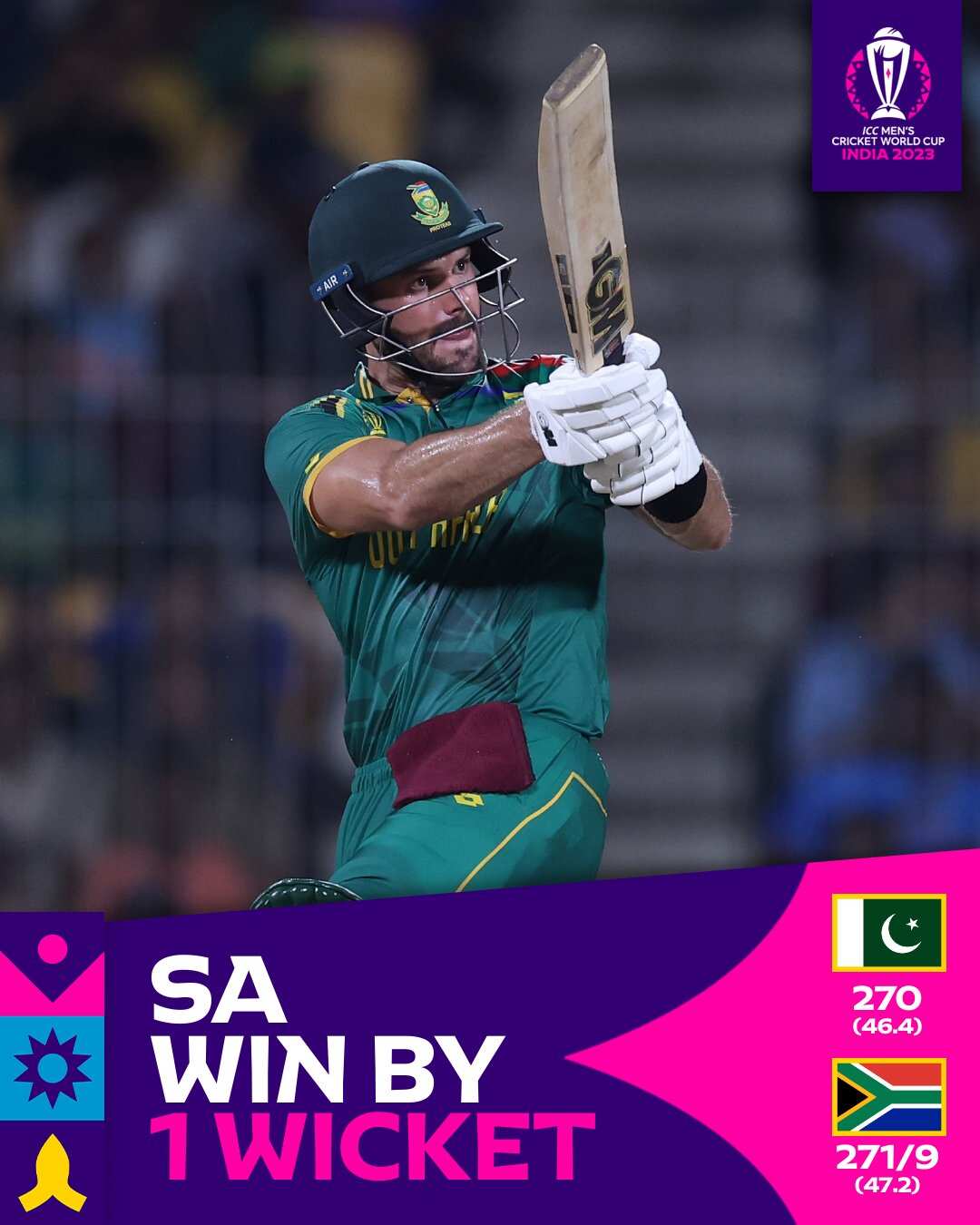 Teams With One wicket Wins in ODI World Cup