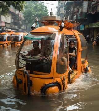 Revolutionary! AI Imagines Amphibious Autorickshaws 