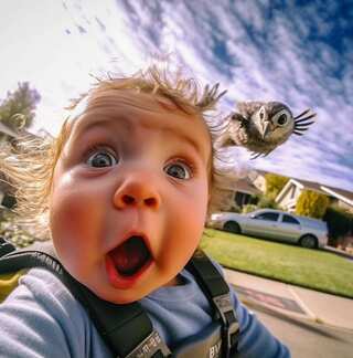 How delightful! AI Imagines Adorable Babies Performing Daring Stunts