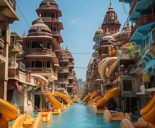 Slide and Smile! AI Imagines Varanasi with Plenty of Water Slides 